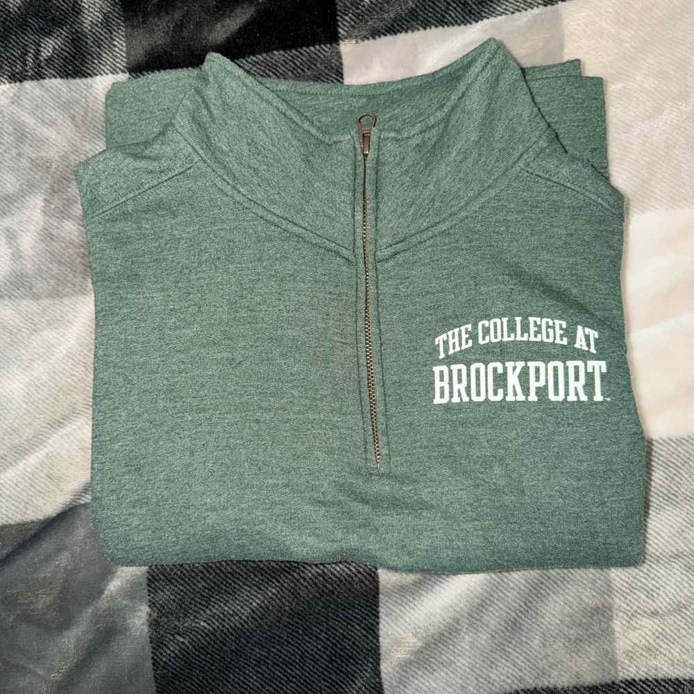 Brockport College Unisex Medium Green Fleece Quarter-Zip Pullover